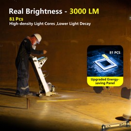 MechaniLite Under Hood Work Light Bar, 3000LM LED Magnetic Light Bar with Hooks, 5200mAh Cordless Rechargeable Hood Light for Mechanic/Car Repairing/Garage-Yellow