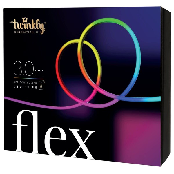 Twinkly Flex – App-Controlled Flexible Light Tube with RGB (16 Million Colors) LEDs. 10 feet. White Wire. Indoor Smart Home Decoration Light