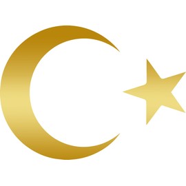 ANGDEST Islam Muslim Halfmoon Star (Metallic Gold) (Set of 2) Premium Waterproof Vinyl Decal Stickers for Laptop Phone Accessory Helmet Car Window Bumper Mug Tuber Cup Door Wall Decoration