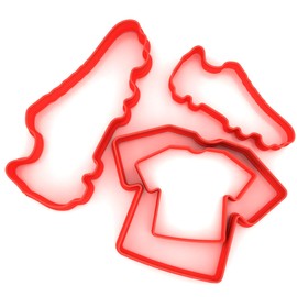 Just Cutters Football Cookie Cutters Shirt and Boot | Set of 4 Plastic Cutters for Baking, Fondant, Clay, Pastry, Icing, Jewellery (5CM + 8CM)