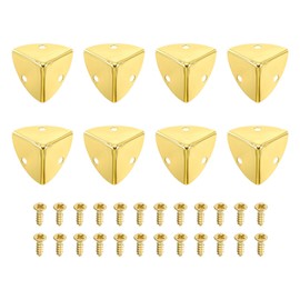 sourcing map 8 Pcs Decorative Box Corner Cover, 23mm Metal Edge Guard, Furniture Corner Edges Protector with Screws, Gold