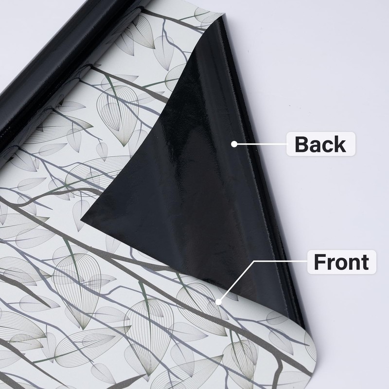 Leaf Pattern Window Tint with Installation Tools, Blackout Window Cover,