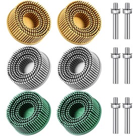 6Pcs 2 Inch Bristle Disc 50 80 120 Grit Abrasive Brush Disc with 1/4 Inch Shank Polishing Grinding Wheel Disc Drill Rotary Tool Accessories for Burr Rust Removal