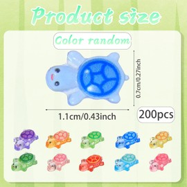 ZcrPrn Mini Resin Animals, 200 PCS Mini Turtles, Resin Animals Glow in the Dark, Sea Creatures Ornaments Glowing for Garden Micro Landscape Ocean Turtle Theme Decoration (10 Colors)