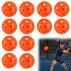 12 Pack Indoor Pickleball Balls - 26 Holes Crack Resistant Practice Pickle Balls, High Bounce & High Visibility Pickleballs for All Skill Levels, Orange