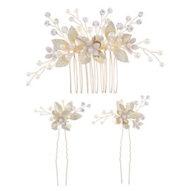 Haodeliy Hair Ornament, Hair Accessory, Headdress, Comb, U-Pin, 3-Piece Set, Brides, Hair Accessories, Handmade, Wedding, Flowers, Weddings, Receptions, Recitals, Graduation Ceremonies, School Entrance Ceremonies, Parties, Japanese Style