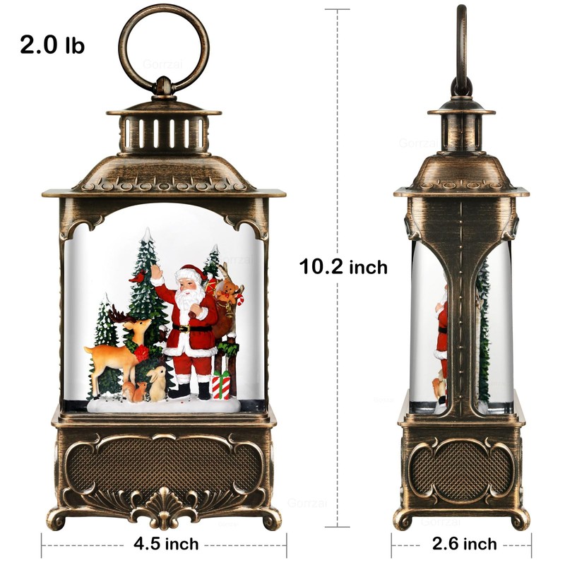 Santa Snow Globe Lantern Christmas Snow Globes, Lighted Christmas Decorations