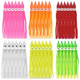 Octopus Fishing Squid Skirts Lures Artificial Soft Plastic Lures Trolling Saltwater Bait, Random Color 50pcs/lot (5in- 50pcs)
