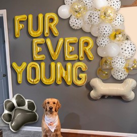 LaVenty 15 PCS Dog Cat Birthday Party Decoration Fur Ever Young Pet Puppy Birthday Party Supplies Decorations Lets Pawty Balloons Puppy Themed Birthday Decorations Dog Balloons