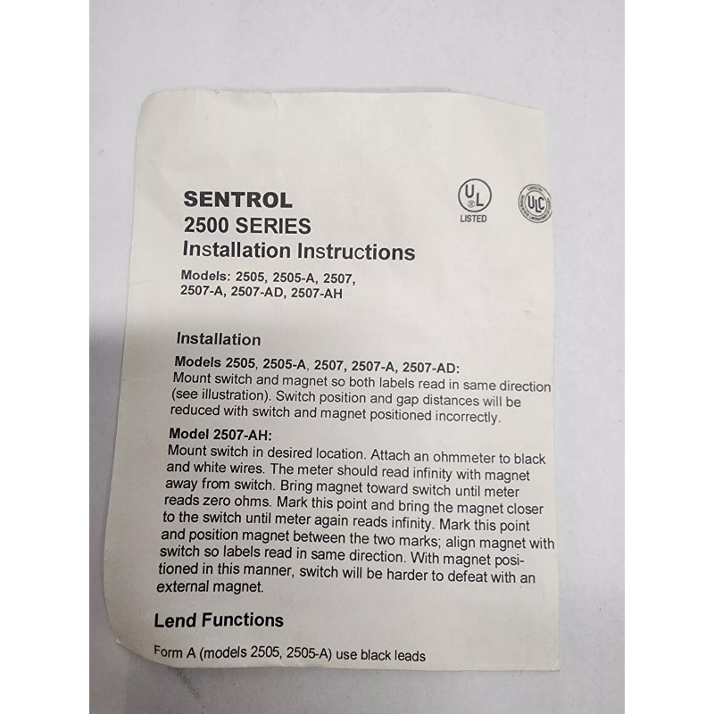 Sentrol 2500 Series Mount Switch and Magnet 2505A#-LBBS