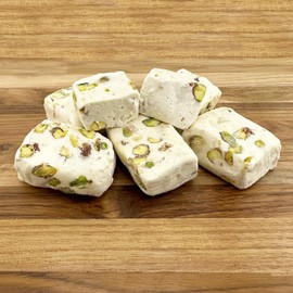 Soft White Nougat Candy, Individually Wrapped Pistachio Nougat, Divinity Candy - Nougat Candy with pistachios (1 Pound)