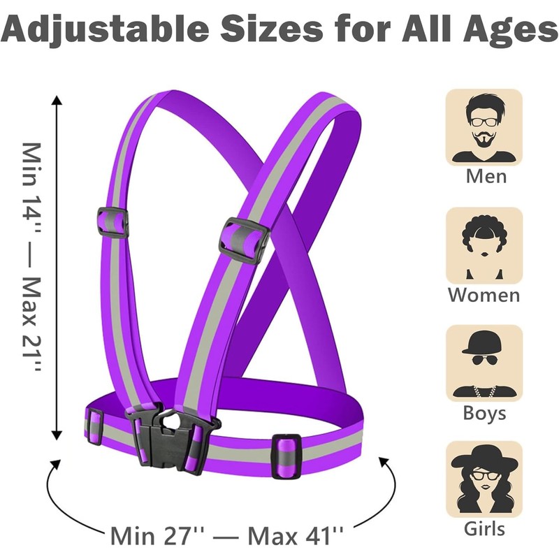 YUNLOVXEE Reflective Strap Safety Vest Gear - 2-10 Pack Adjustable