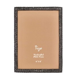TIZO Design Jeweled Picture Frame, Metal Base with Genuine Crystal Accents, (4x6, Smoke Black)