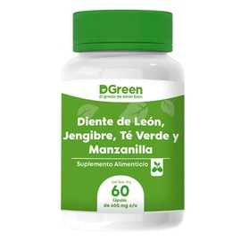 Diente De Leo, Jengibre, Té Verde y Manzanilla DGREEN by Gaero Shop | 60 Cápsulas de 400 mg | Suplemento Alimenticio Natural con Ingredientes Certificados | 100% Mexicano