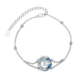 JUSTKIDSTOY 18th Birthday Gifts for Her 18 Year Old Birthday Bracelet Gift for Women 925 Sterling Silver Blue Crystal Bracelet Jewelry for Daughter