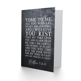 Artery8 Matthew 11:28-30 Come to Me All You Who Are Weary I will Give You Rest Christian Bible Verse Quote Scripture Typography Sealed Greeting Card Plus Envelope Blank inside