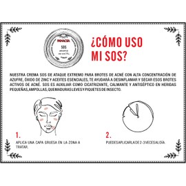 Crema para ACNÉ SOS ideal para brotes de acné, 100% de ingredientes naturales, sin químicos con concentración de azufre, óxido de zinc, lemongrass, tea tree y aceites esenciales. 20g. No es un medicamento.
