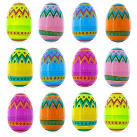 Vibrant Tradition: Set of 12 Large Ukrainian Geometric Pysanky Plastic Easter Eggs 3 Inches