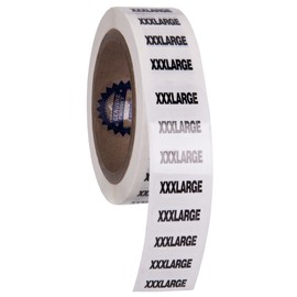 Clothing Size Strip Labels - 1.25" X 5" - 250 Strips Per Roll - Clear with Black and White Ink by Kenco (XXXL)