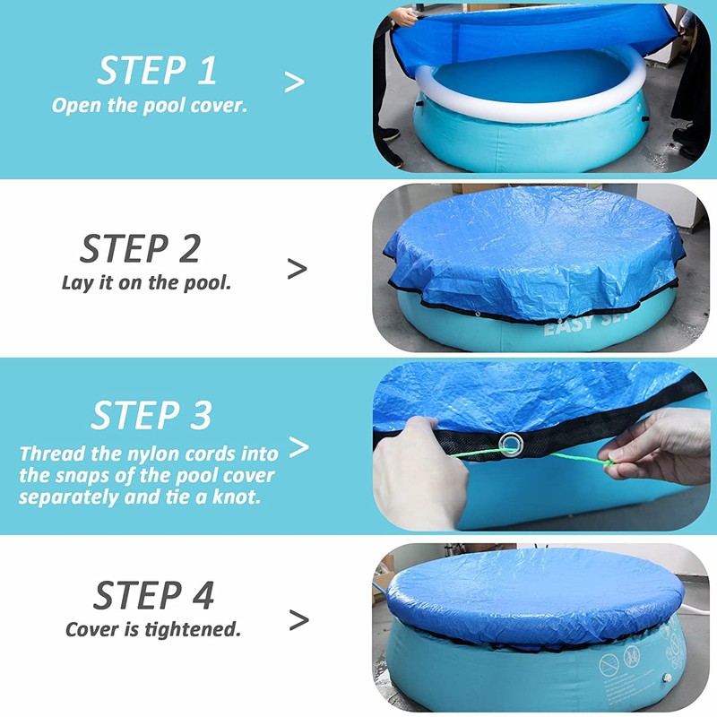 6FT Swimming Pool Cover,Round Pool Cover,Inflatable Pool Cover with Drawstrings,Outdoor