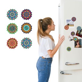 Mandala Bohemian Style 6pcs 2.95 Inch Magnets Refrigerator Locker Fridge for Whiteboard Magnet Decorative Accessories Decor