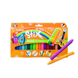 Artline Stix Brush Markers, Assorted Color Set of 20