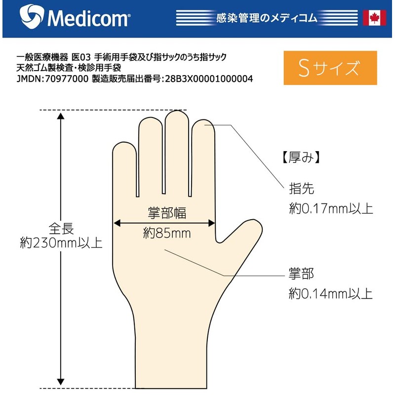 セーフタッチラテックスグローブ パウダーフリーS