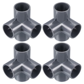 PATIKIL 4pcs 32mm 4-Way Elbow Pipe Fitting UPVC Joint Coupling Pipe Adapter for Pipe Connection, Gray