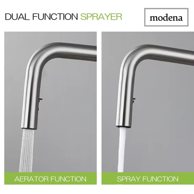 modena Azur S Chrome U Shape Pull-Down Kitchen Faucet, OB-D123-C