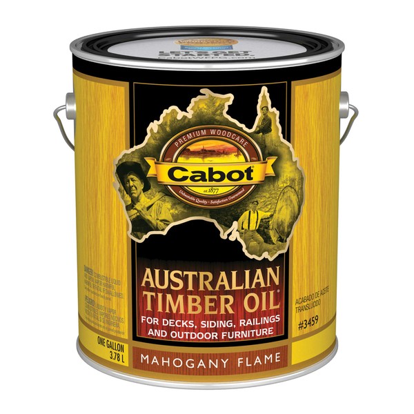 Cabot 140.0003459.007 Australian Timber Oil Stain, 1 Gallon, Mahogany Flame