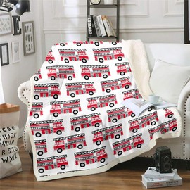 Feelyou Fire Truck Blanket for Kids Boys Children Fire Engines Throw Blanket Decorative Cars Vehicles Duvet Cover Animation Inspired Fleece Blanket Baby 30"x40" Fuzzy Blanket
