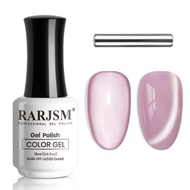 RARJSM Ceramic Cat Eye Gel Nail Polish Clear Light Purple Smoothie White Glitter 15ml Mirror Glass Shimmer Velvet Cateye Gel Polish with Magnetic Stick UV LED Curing Require Soak Off Home Salon
