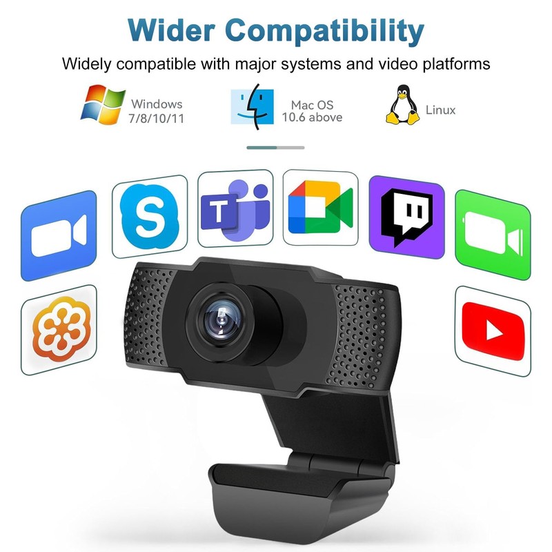 RUOVXWU Webcam for PC with Microphone 1080P Full HD Plug