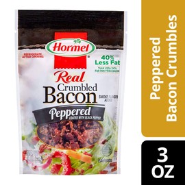 HORMEL Crumbled Bacon, Peppered, 3 Ounce