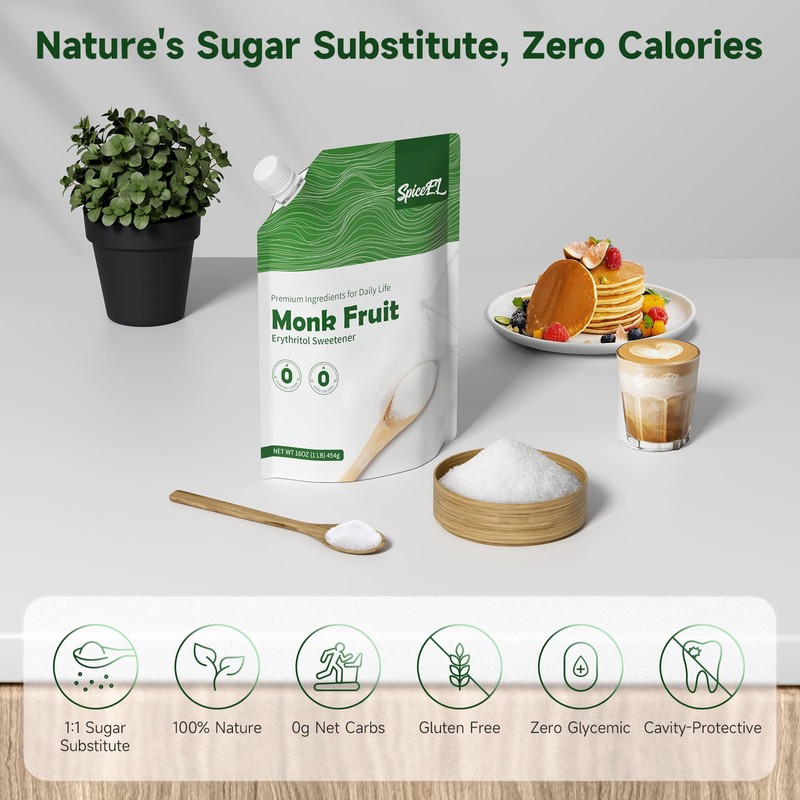 SPICEEL Value-Size Monk Fruit Sweetener with Erythritol | Bulk White