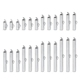 uxcell 160Pcs Slide on End Clasps, 10/13/16/20/25/30/35/40mm Tube Ball Bead Slider Crimp Ends for Multi-Strand DIY Craft Making, Silver White