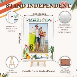 YSTEP Mexico Travel Picture Frame, Wedding, Birthday, Vacation Honeymoon Gifts for Friends Couples, Vacation Tour Photo Frames Favors, 4x6 In Mexico Themed Wooden Frames -H04