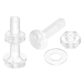 sourcing map 20 Sets Phillips Machine Screws M4 x 20 mm Plastic with Nuts and Washers PC Flat Head Machine Screws Transparent