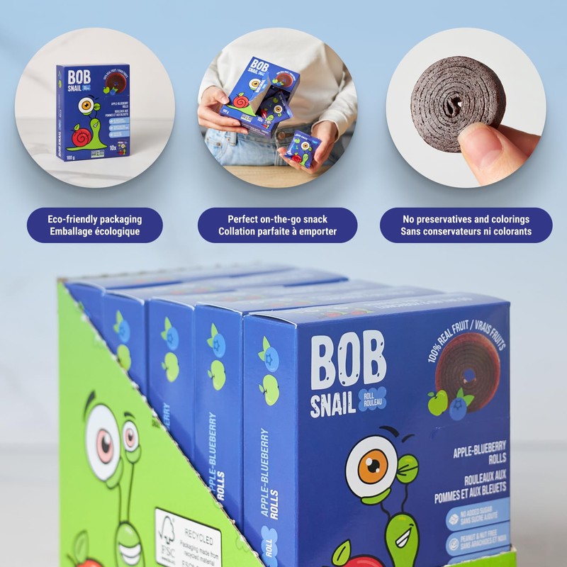 Bob Snail Fruit Rolls Apple Blueberry 5x100g (Pack of 5)