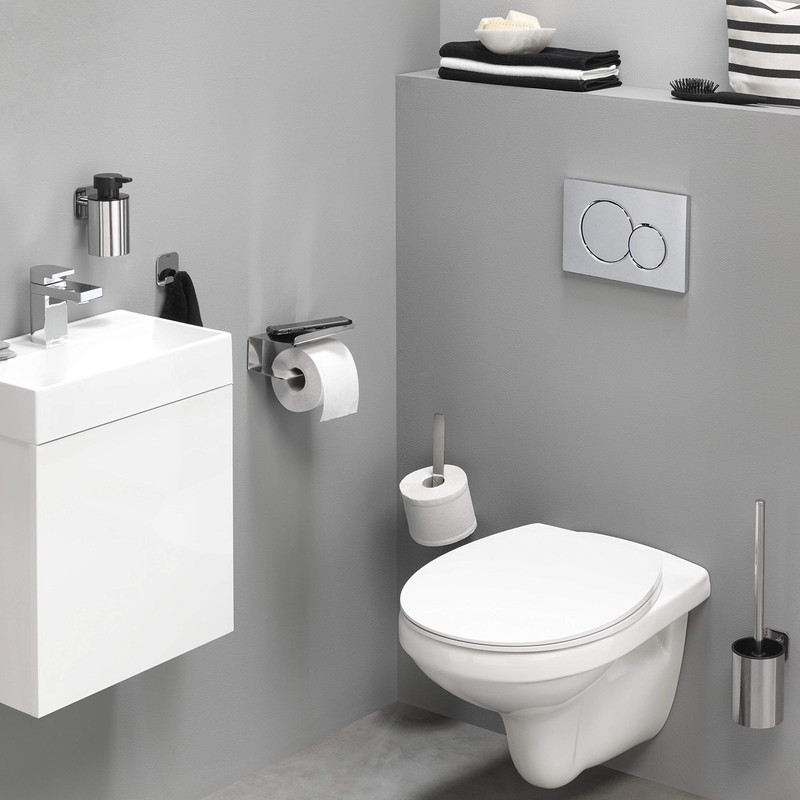 Tiger Colar Toilet Roll Holder with Shelf, Mounting Without Drilling,