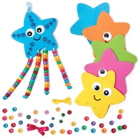 Baker Ross FC768 Starfish Bead Decoration Kits - Pack of 5, Kids Foam Crafts, Kids Bead Arts and Crafts