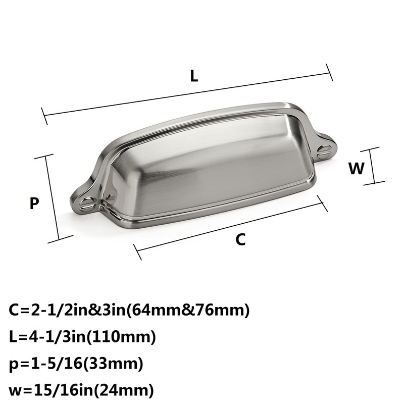 khtumeware 10 Pack 3 inch (76 mm) Drawer Pulls Brushed