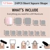 False Toe Nails with Glue - 24pcs Light Pink False