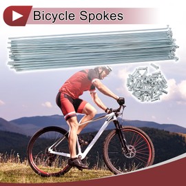 A ABSOPRO 36 Set 13G Bicycle Spokes 280mm Bike Wheel Spokes Galvanized Carbon Steel Silver Tone