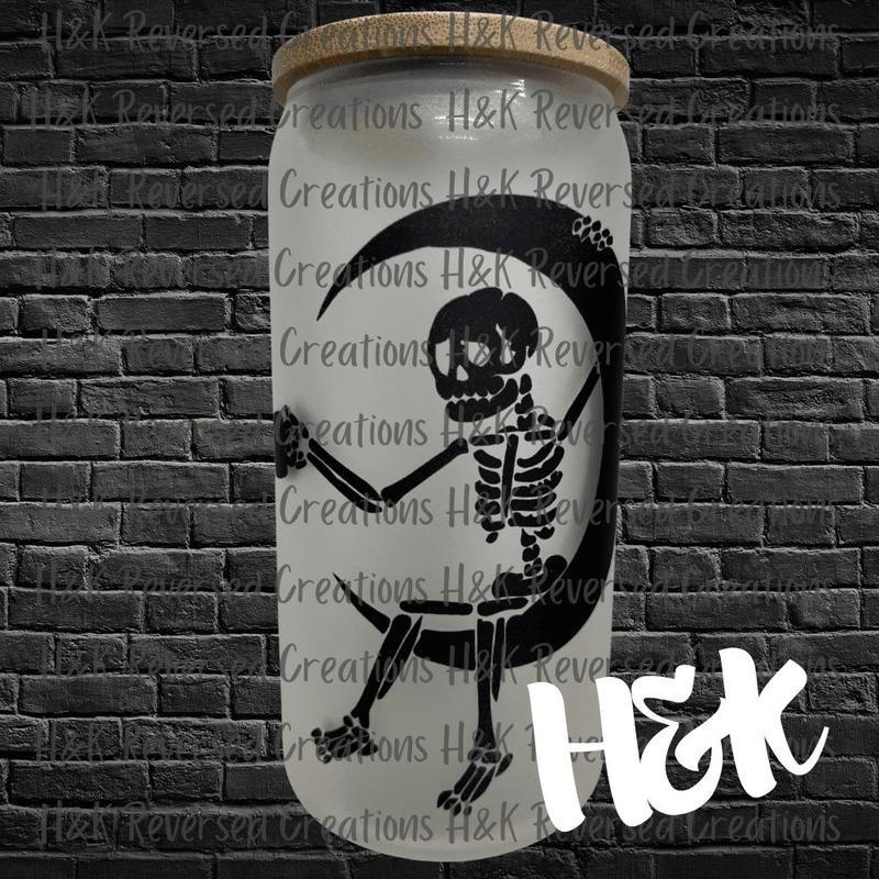 Skeleton Moon Glass Can - Style: Clear