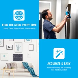 Franklin Sensors ProSensor Sapphire 9000 Stud Finder with 9-Sensors, Wood & Metal Stud Detector/Wall Scanner, Made in The USA