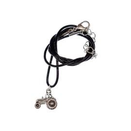 Miniblings Tractor Silver Necklace Farm Farmer Car Trekker Boys - Handmade Fashion Jewellery - Leather Chain, Metal