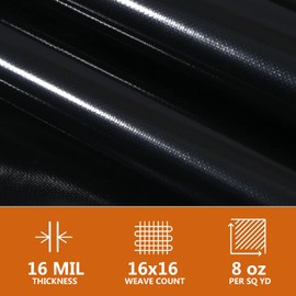 Tarps Heavy Duty Waterproof 9x16ft Black Plastic Tarpaulin Multipurpose Outdoor Tarps Covers 16MIL Great for Emergency Rain, Roof, Patio Furniture, Tent, Boat, RV, or Pool