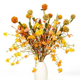 FloralElegance Artificial Fall Flowers 12 Pack Fall Floral Picks Autumn Flower Stems for Vases Centerpieces Flower Arrangements Thanksgiving Day Harvest Festival