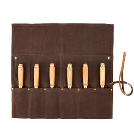Baizoy Chisel Roll,6 Pockets Roll Up Tool Pouch,Waxed Canvas Small Tool Roll Organizer and Wrench Roll Up Pouch,Store Chisel,Wrench,Pliers,Carving Knife (Brown)
